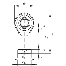 桿端軸承 GIKSR12-PS, 根據(jù) DIN ISO 12 240-4 標(biāo)準(zhǔn)，特種鋼材料，帶右旋內(nèi)螺紋，免維護(hù)