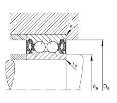 角接觸球軸承 3816-B-2RZ-TVH, 雙列，兩側(cè)間隙密封，接觸角 α = 25°