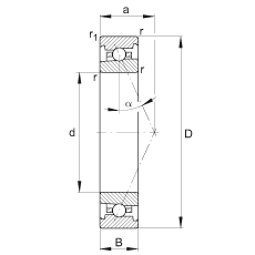 主軸軸承 HS7001-E-T-P4S, 調(diào)節(jié)，成對或單元安裝，接觸角 α = 25°，限制公差