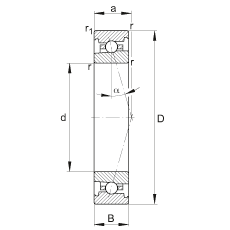主軸軸承 HS71900-C-T-P4S, 調(diào)節(jié)，成對安裝，接觸角 α = 15°，限制公差