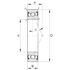 主軸軸承 HSS7001-E-T-P4S, 調(diào)節(jié)，成對(duì)安裝，接觸角 α = 25°，兩側(cè)唇密封，非接觸，限制公差