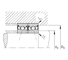 主軸軸承 HSS7001-E-T-P4S, 調(diào)節(jié)，成對(duì)安裝，接觸角 α = 25°，兩側(cè)唇密封，非接觸，限制公差