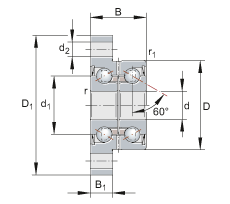 角接觸球軸承單元 ZKLFA1263-2Z, 雙向，螺釘安裝，兩側(cè)間隙密封