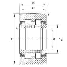 支撐型滾輪 PWTR45100-2RS-RR-XL, 滿裝圓柱滾子組件，帶軸向引導(dǎo)，兩側(cè)唇密封，帶 Corrotect 涂層