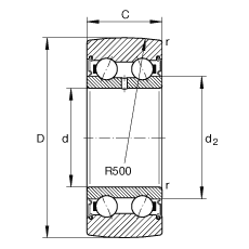 滾輪 LR50/8-2RSR, 雙向，兩側(cè)密封