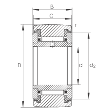 支撐型滾輪 NATR12-PP, 軸向引導(dǎo)，兩側(cè)用推力滑動(dòng)墊圈