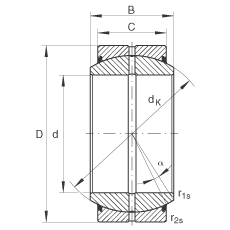 關(guān)節(jié)軸承 GE220-DO-2RS, 根據(jù) DIN ISO 12 240-1 標(biāo)準(zhǔn)，需維護(hù)，兩側(cè)唇密封