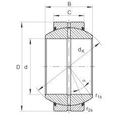 關(guān)節(jié)軸承 GE240-FO-2RS, 根據(jù) DIN ISO 12 240-1 標(biāo)準(zhǔn)，需維護(hù)，兩側(cè)唇密封