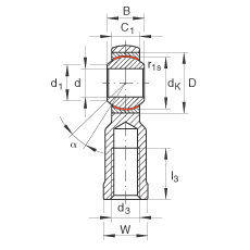 桿端軸承 GIKL8-PW, 根據(jù) DIN ISO 12 240-4 標(biāo)準(zhǔn)，帶左旋內(nèi)螺紋，免維護(hù)