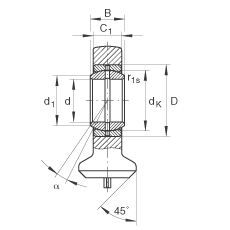 液壓桿端軸承 GK12-DO, 根據(jù) DIN ISO 12 240 標準，帶焊接面，需維護