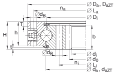 四點接觸球軸承 VI160420-N, 內齒輪齒