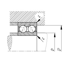 角接觸球軸承 30/5-B-TVH, 雙列，接觸角 α = 25°