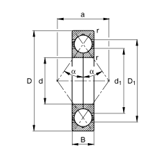 四點接觸球軸承 QJ314-XL-MPA, 根據(jù) DIN 628-4 標(biāo)準(zhǔn)的主要尺寸，可分離，剖分內(nèi)圈