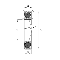 主軸軸承 HCB71944-C-T-P4S, 調(diào)節(jié)，成對或單元安裝，接觸角 α = 15°，陶瓷球，限制公差