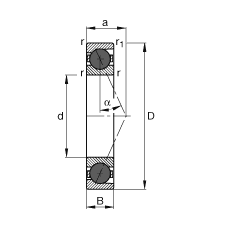 主軸軸承 HCB71900-E-T-P4S, 調(diào)節(jié)，成對或單元安裝，接觸角 α = 25°，陶瓷球，限制公差