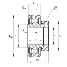外球面球軸承 GRAE12-XL-NPP-B, 球面外圈，偏心鎖圈定位，兩側(cè) P 型密封